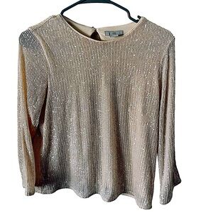 H& M Shimmering light Brown metallic 3/4 sleeve top. H&M small